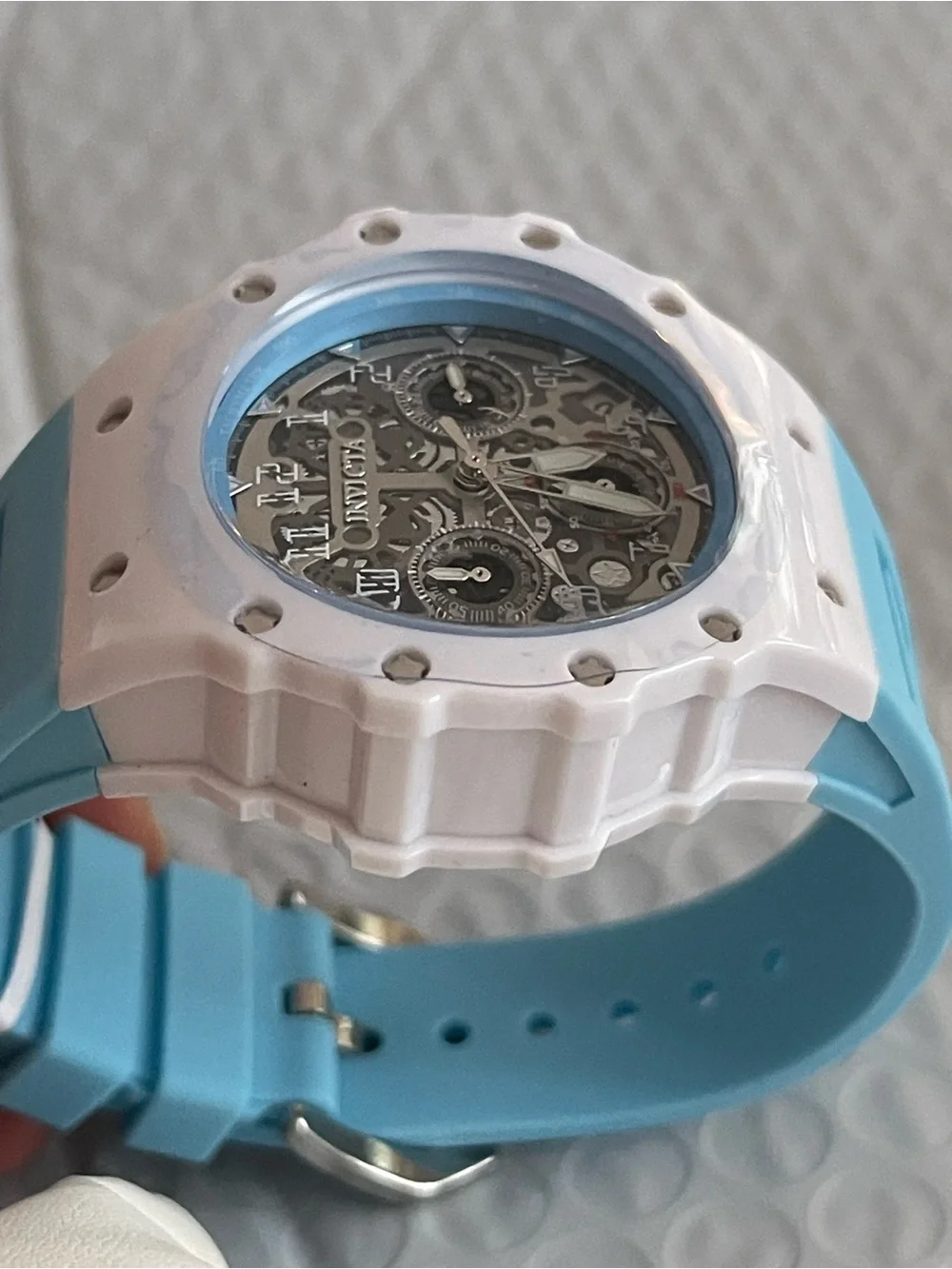 Invicta Racing Apexium Unisex Watch - 41mm, Light Blue & white, new